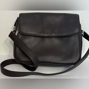 Madison Studio Blackish Brown Leather Shoulder Snap Front Closure Bag